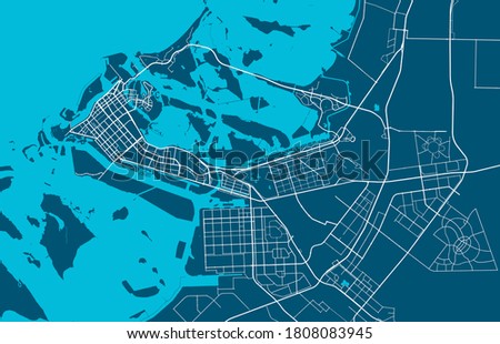 Detailed map of Abu Dhabi city administrative area. Royalty free vector illustration. Cityscape panorama. Royalty-Free Stock Photo #1808083945