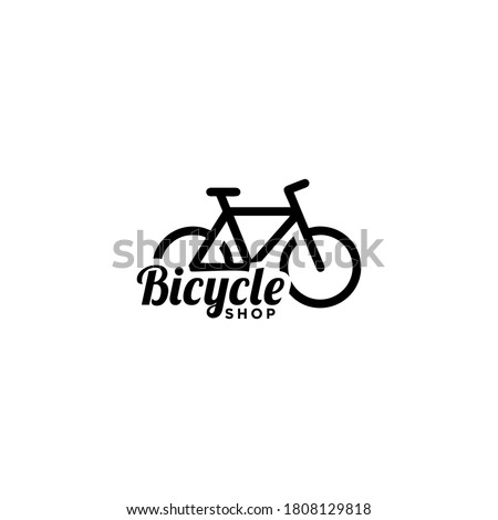 Bicycle shop logo design  vector image,Monoline style logo