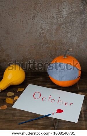 Thanksgiving, Halloween, Autumn Harvest concept. Flat lay composition, top view, copy space