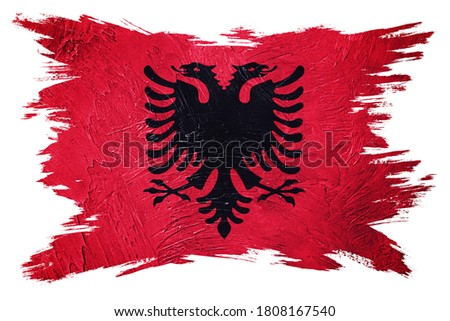Grunge Albania flag. Albania flag with grunge texture. Brush stroke.