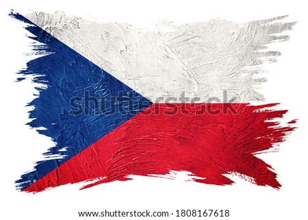 Grunge Czech Republic flag. Czech Republic flag with grunge texture. Brush stroke.