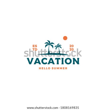 Hello summer vacation logo design vector illustration