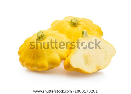 Yellow patty pan on white background