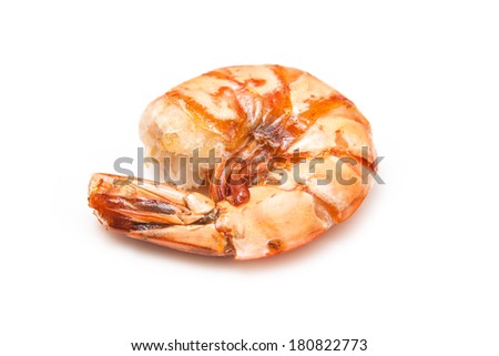 Cooked Tiger prawn or Asian tiger shrimp. Isolated on a white studio background.