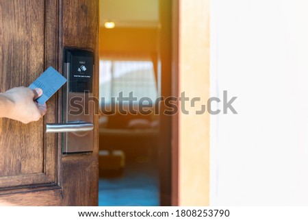 Smart card door key lock system in hotel.