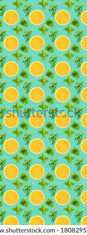 Pattern of fresh salad and fruit isolated on creative colored texture