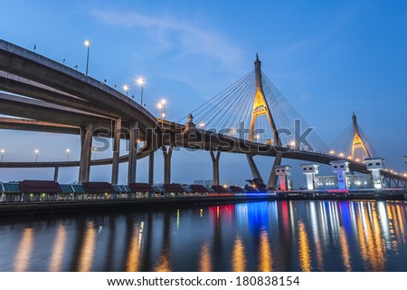 Bridge before sunset Samutprakarn province Thailand