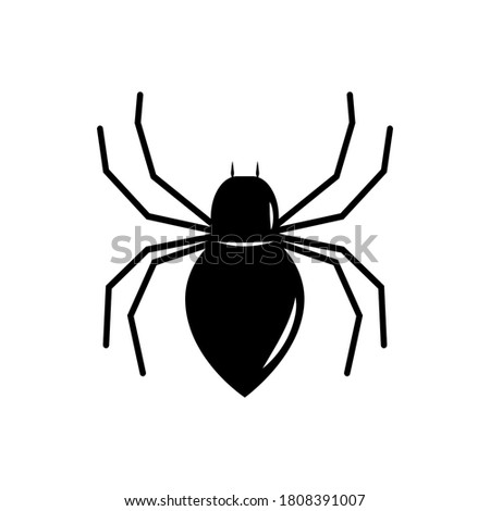 Black spider. Isolated vector illustration on the white background. Flat spider icon