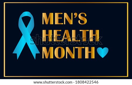  Blue  awareness ribbon on dark background. World Prostate Cancer Day concept banner. Men's health awareness month  