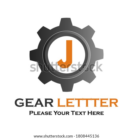 Letter j  gear logo design template illustration.