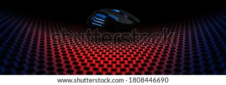 Concept design for esports cyber sports banner : professional game mouse on hexagon pattern background