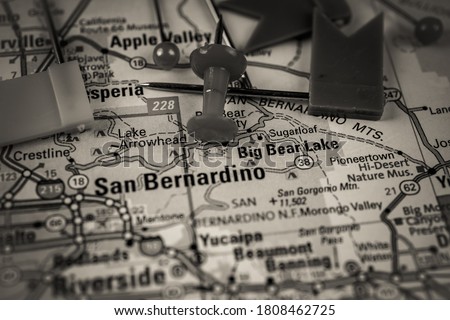 San Bernardino USA map travel background