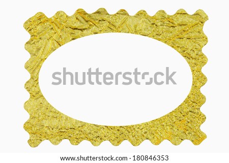 Gold paper to make a picture frame on a white background.