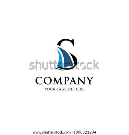 letter S for Sailing Boat  Logo template