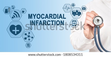 Myocardial infarction diagnosis medical and healthcare concept. Doctor with stethoscope.