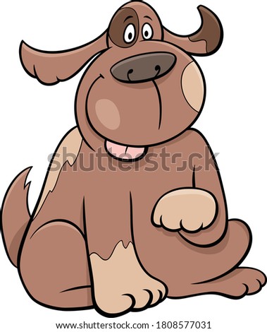 Cartoon Illustration of Funny Sitting Spotted Dog Comic Animal Character