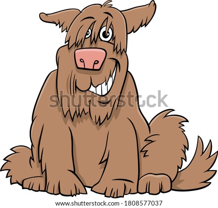 Cartoon Illustration of Funny Shaggy Sitting Dog Comic Animal Character Royalty-Free Stock Photo #1808577037