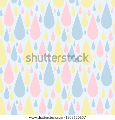 Vector seamless pattern of colored raindrops. For children's design. Background for Valentine's Day.