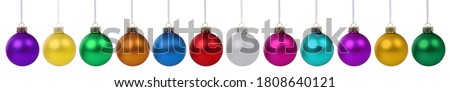 Christmas balls baubles banner ball bauble decoration in a row isolated on a white background Royalty-Free Stock Photo #1808640121