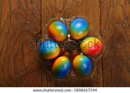 A composition with dyed Easter eggs - Easter traditions