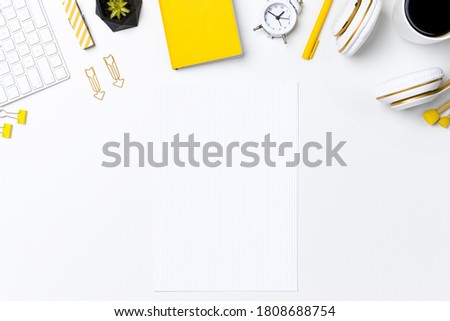 Modern workspace background with grid paper sheet