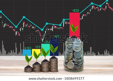 business graph charts of financial instruments with various type of indicators combine with money  , business 