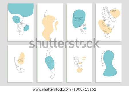 Abstract line art people set on white background vector illustration modern style 