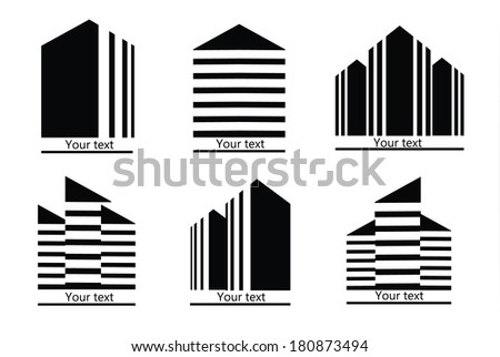 Flat buildings symbols, vector illustration