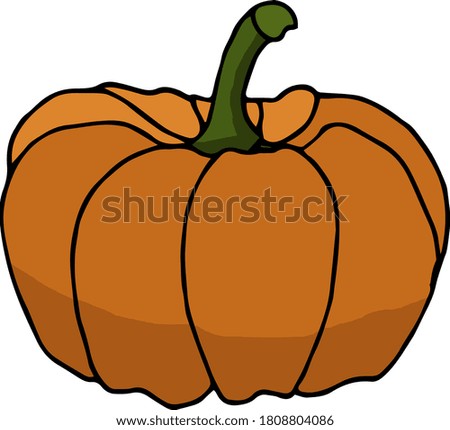 
Vector elementary drawing. Orange pumpkin
