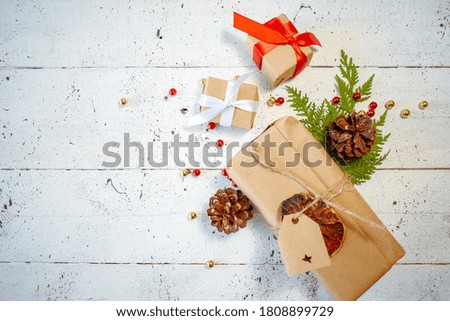 GIFT WRAPPING. CHRISTMAS DECORATION BACKGROUND