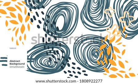 Abstract background illustration. Colorful lines, spots, dots and paint strokes. Decorative wallpaper, backdrop. Hand drawn texture, decor elements and shapes. Eps10 vector.