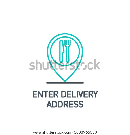 mobile app icon public catering point isolated on white. outline app symbol restaurant address location. Pointer cursor with knife fork and spoon for map Quality design element with editable Stroke