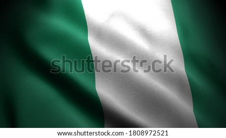 close up waving flag of nigeria. flag symbols of nigeria.