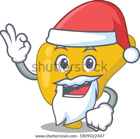 cartoon character of liver Santa having cute ok finger