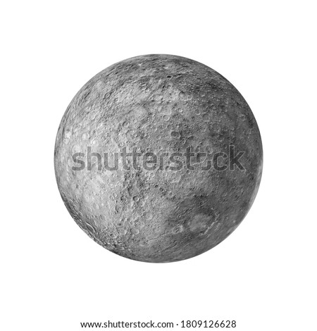 3d render of the moon isolated on white background, moon texture furnished from NASA