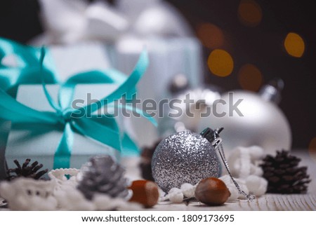 Christmas - a group of gifts on the background of garlands
