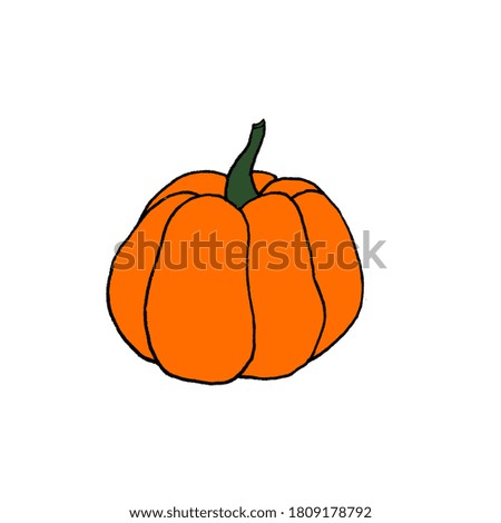 Orange cartoon pumpkin clip art isolated on white background as illustration for autumn halloween design                                     