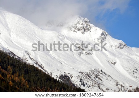 Great snowy mountain in Val Casies Royalty-Free Stock Photo #1809247654