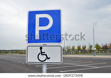 International road sign "Parking" for disabled people. parking