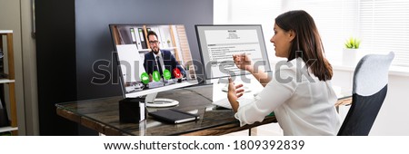 Online Video Conference Job Interview Meeting Call Royalty-Free Stock Photo #1809392839