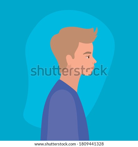 blond man cartoon in side view design, Boy male person people human social media and portrait theme Vector illustration