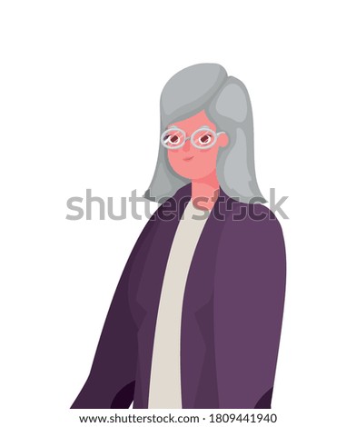 Senior woman cartoon design, grandmother and old female person theme Vector illustration
