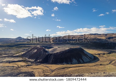 Grabrokarfell viewed from the Grabrok crater in Iceland.