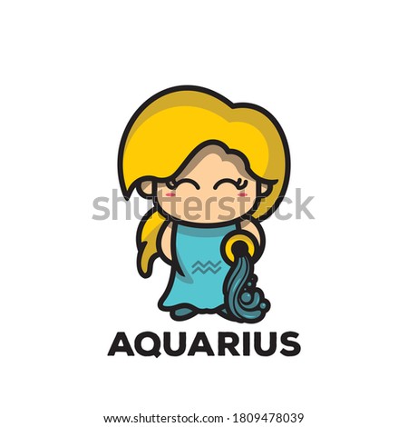 aquarius zodiac signs with kawaii style, doodle art, zodiac signs collection