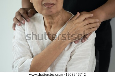medical healthcare insurance and seniors man supporting elderly mother closeup female in elderly care facility gets help from hospital