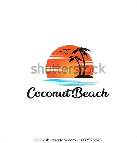 coconut beach logo design icon vector silhouette