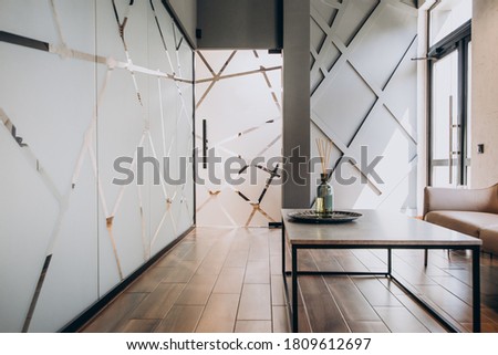 Empty flat interrior with elements of decoration