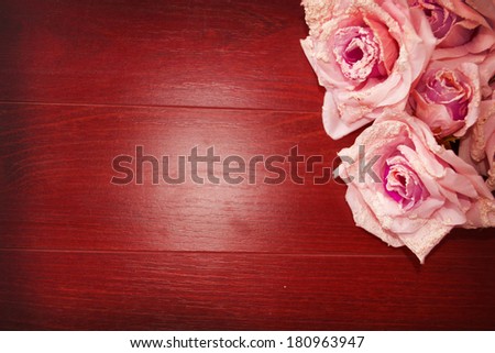 Big Brown wood plank wall texture background flowers 