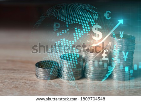 Business ideas, currency exchange, and global stock market analysis Royalty-Free Stock Photo #1809704548