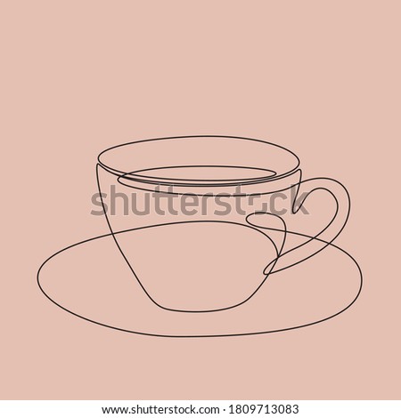 Line art coffee cup illustration. Modern minimal design. Eps10 vector.